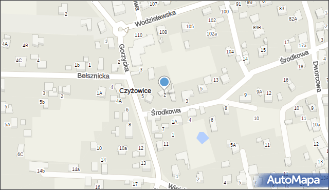 Czyżowice, Środkowa, 2, mapa Czyżowice