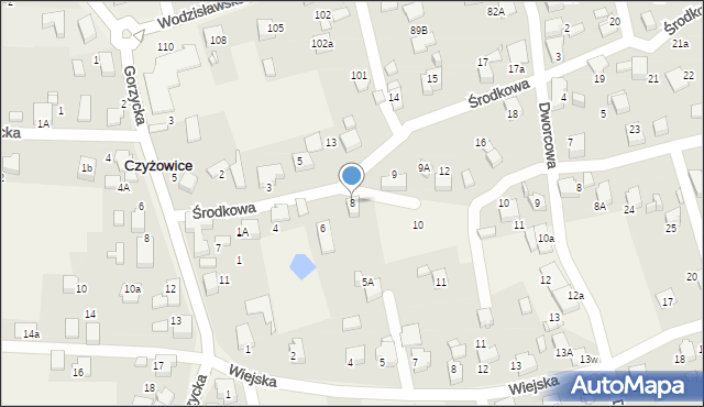 Czyżowice, Środkowa, 8, mapa Czyżowice
