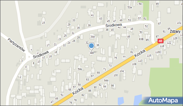 Dęblin, Środkowa, 34b, mapa Dęblin