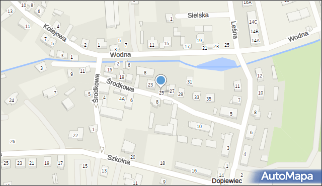 Dopiewiec, Środkowa, 25, mapa Dopiewiec