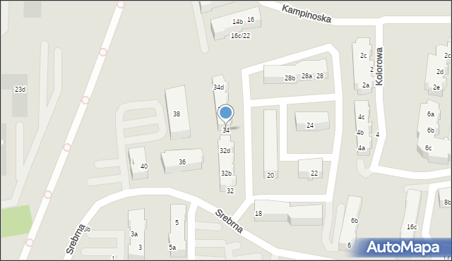 Gdańsk, Srebrna, 34, mapa Gdańska