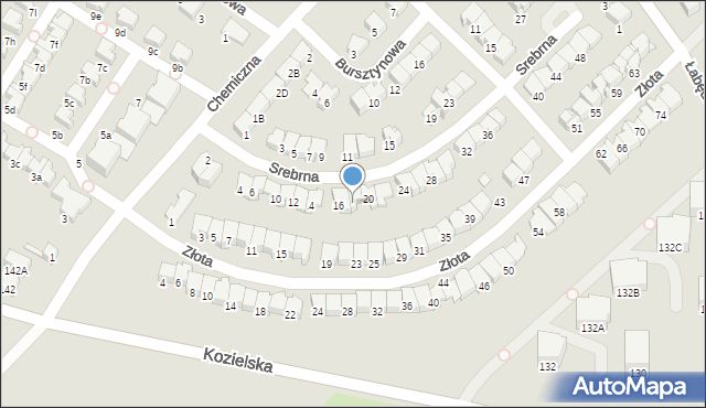 Gliwice, Srebrna, 18, mapa Gliwic