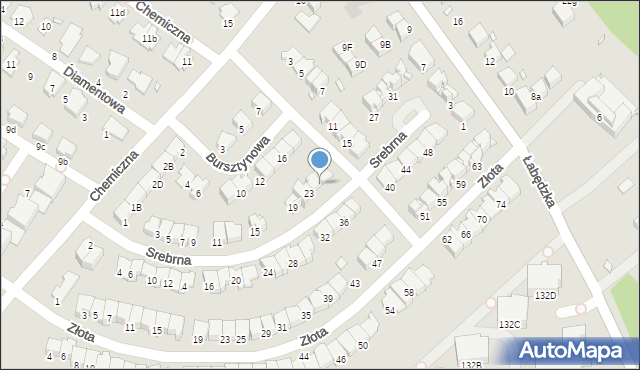 Gliwice, Srebrna, 25, mapa Gliwic