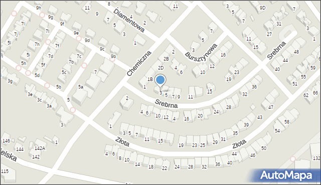 Gliwice, Srebrna, 3, mapa Gliwic