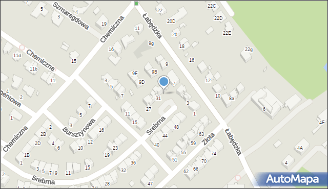 Gliwice, Srebrna, 33, mapa Gliwic