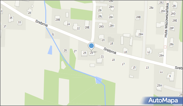 Huta Mazowszańska, Srebrna, 23, mapa Huta Mazowszańska