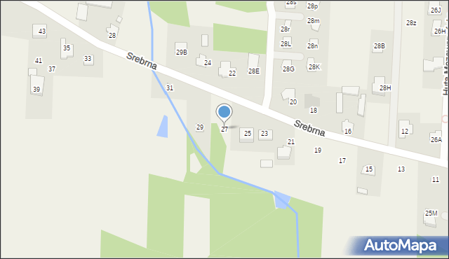 Huta Mazowszańska, Srebrna, 27, mapa Huta Mazowszańska