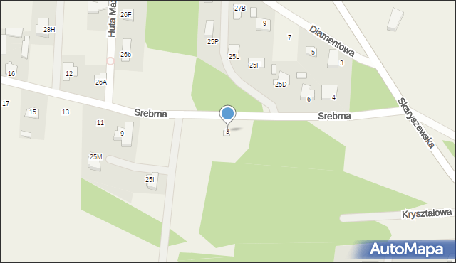 Huta Mazowszańska, Srebrna, 3, mapa Huta Mazowszańska