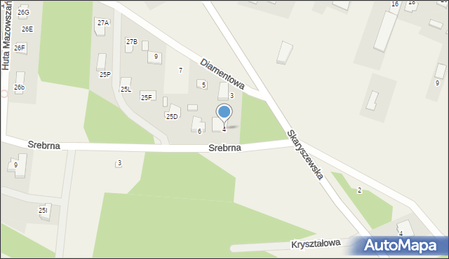 Huta Mazowszańska, Srebrna, 4, mapa Huta Mazowszańska