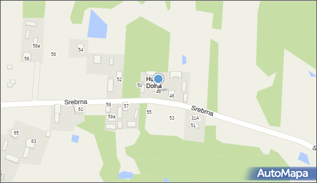 Huta Mazowszańska, Srebrna, 48, mapa Huta Mazowszańska