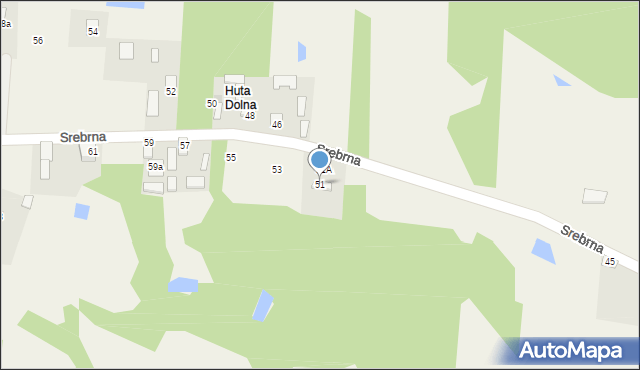 Huta Mazowszańska, Srebrna, 51, mapa Huta Mazowszańska
