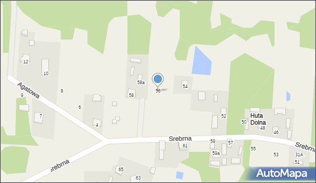 Huta Mazowszańska, Srebrna, 56, mapa Huta Mazowszańska