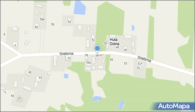 Huta Mazowszańska, Srebrna, 57, mapa Huta Mazowszańska