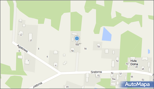 Huta Mazowszańska, Srebrna, 58a, mapa Huta Mazowszańska