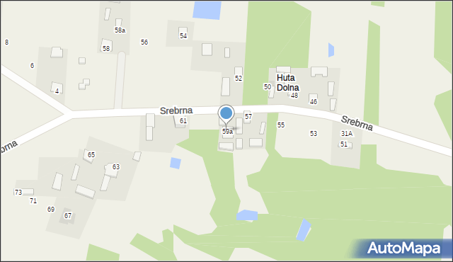 Huta Mazowszańska, Srebrna, 59a, mapa Huta Mazowszańska