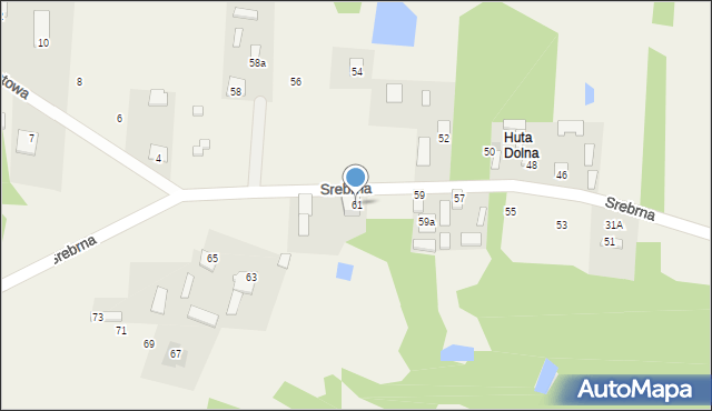 Huta Mazowszańska, Srebrna, 61, mapa Huta Mazowszańska