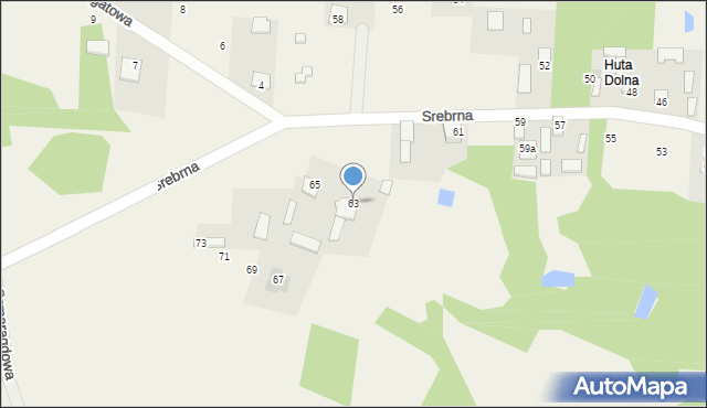 Huta Mazowszańska, Srebrna, 63, mapa Huta Mazowszańska