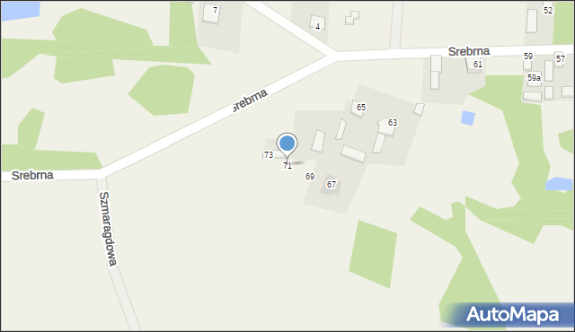 Huta Mazowszańska, Srebrna, 71, mapa Huta Mazowszańska