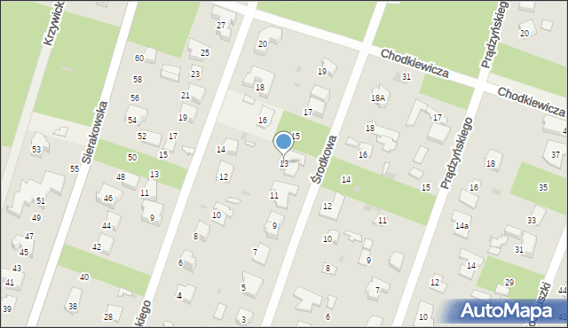 Izabelin C, Środkowa, 13, mapa Izabelin C