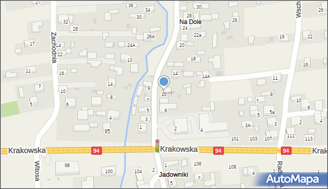 Jadowniki, Środkowa, 10, mapa Jadowniki