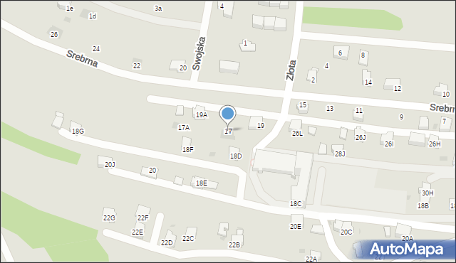 Jastrzębie-Zdrój, Srebrna, 17, mapa Jastrzębie-Zdrój