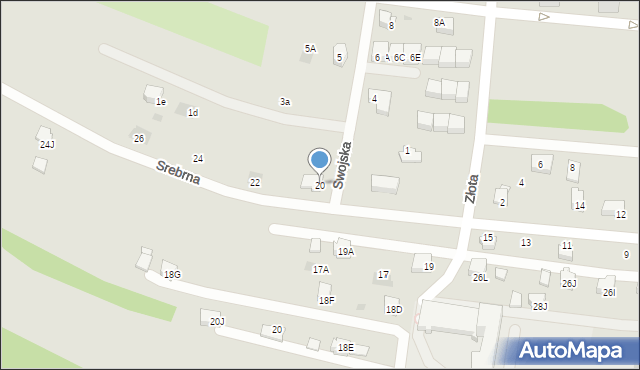 Jastrzębie-Zdrój, Srebrna, 20, mapa Jastrzębie-Zdrój