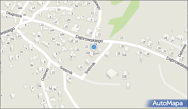 Jaworzno, Srebrnik, 13, mapa Jaworzno