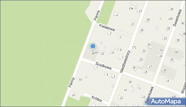 Jerzyska, Środkowa, 14, mapa Jerzyska