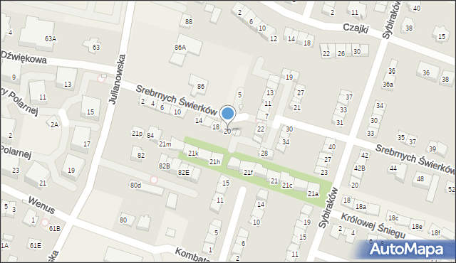 Julianów, Srebrnych Świerków, 20, mapa Julianów