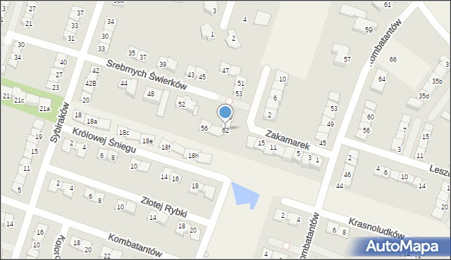 Julianów, Srebrnych Świerków, 62, mapa Julianów