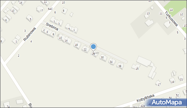 Kobylin, Srebrna, 26, mapa Kobylin