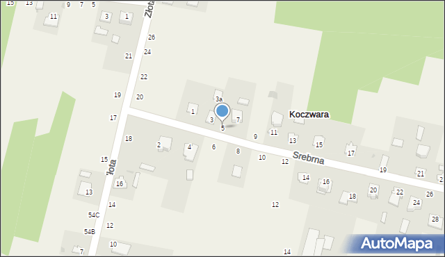 Koczwara, Srebrna, 5, mapa Koczwara