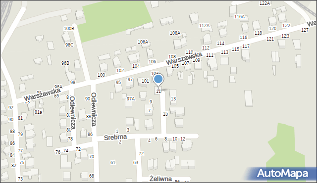 Koluszki, Srebrna, 11, mapa Koluszki