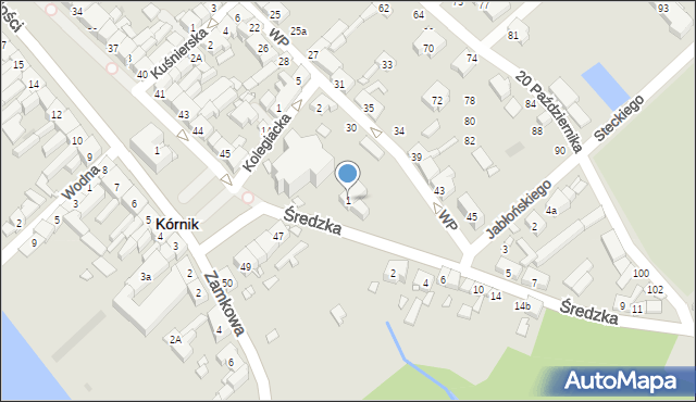 Kórnik, Średzka, 1, mapa Kórnik