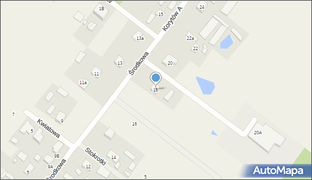 Korytów A, Środkowa, 18, mapa Korytów A