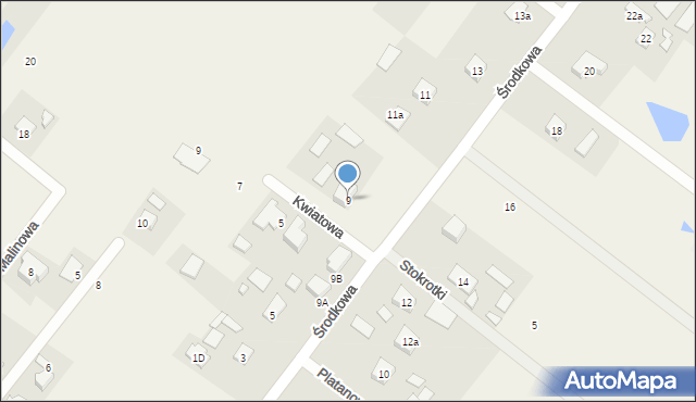 Korytów A, Środkowa, 9, mapa Korytów A