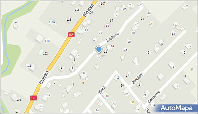 Kozy, Srebrna, 10, mapa Kozy