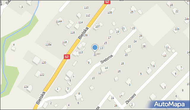 Kozy, Srebrna, 11, mapa Kozy