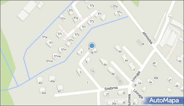 Kraków, Srebrna, 8, mapa Krakowa