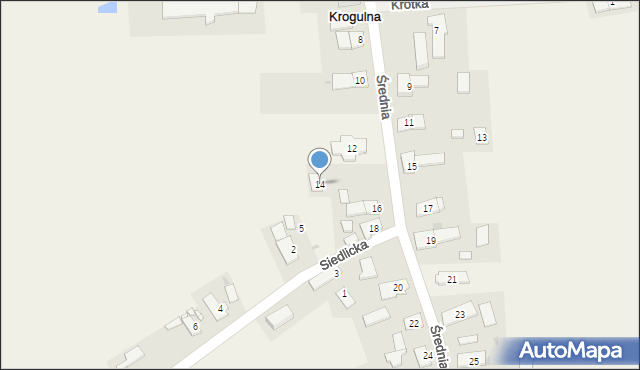 Krogulna, Średnia, 14, mapa Krogulna