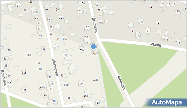 Krosno, Śremska, 55b, mapa Krosna