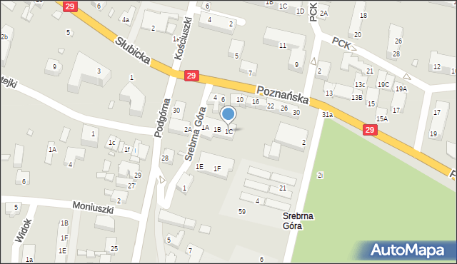 Krosno Odrzańskie, Srebrna Góra, 1C, mapa Krosno Odrzańskie