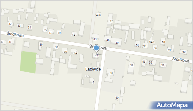 Latowice, Środkowa, 44, mapa Latowice