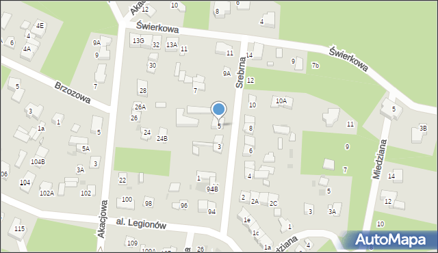 Legionowo, Srebrna, 5, mapa Legionowo