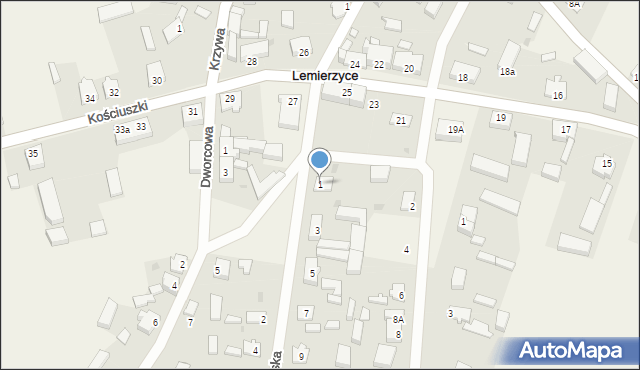 Lemierzyce, Śródmiejska, 1, mapa Lemierzyce