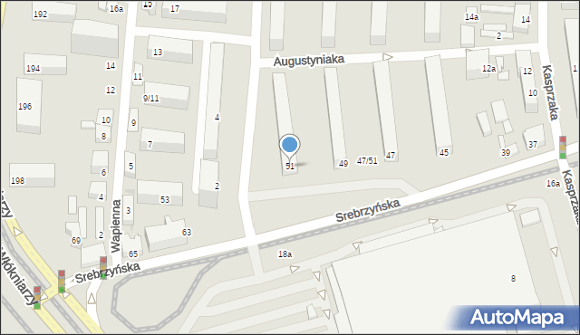 Łódź, Srebrzyńska, 51, mapa Łodzi