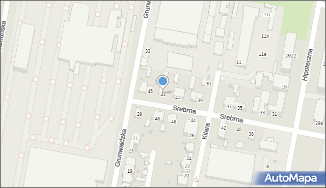 Łódź, Srebrna, 43, mapa Łodzi