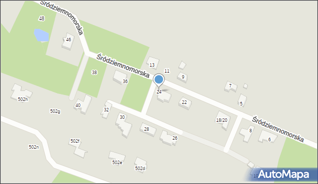 Łódź, Śródziemnomorska, 24, mapa Łodzi