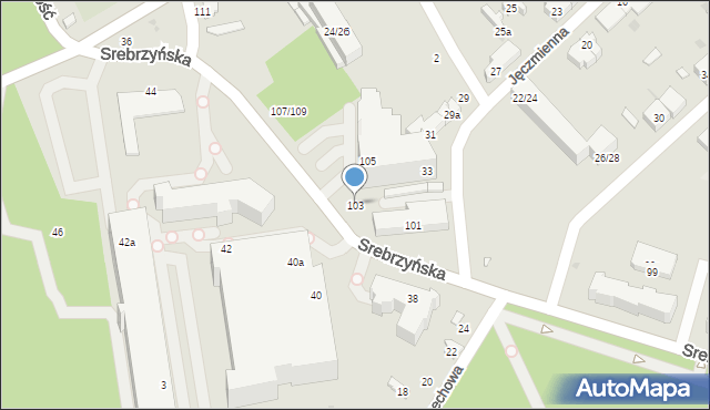 Łódź, Srebrzyńska, 103, mapa Łodzi