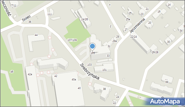 Łódź, Srebrzyńska, 105, mapa Łodzi